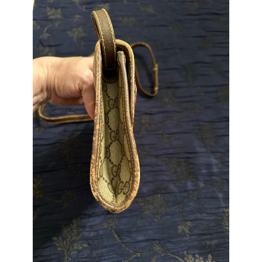 Gucci Brown & Beige Coated Canvas Crossbody Bag w/ Flap Closure - Picture 10 of 14